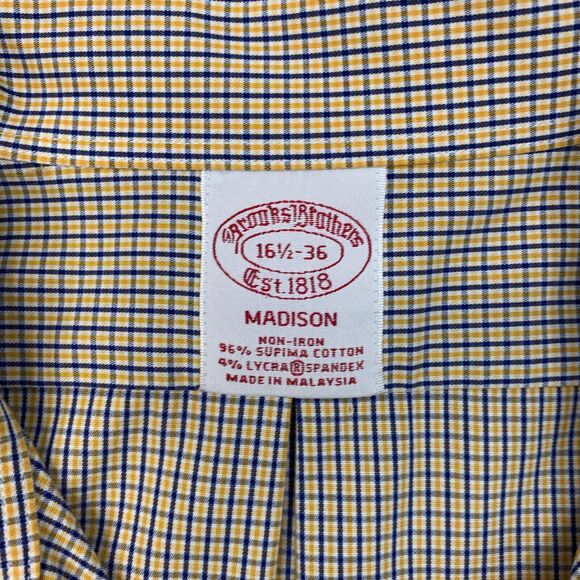 Brooks Brothers Shirt Mens 16.5 Plaid Madison Button Up Supima Cotton Stretch - Picture 4 of 10
